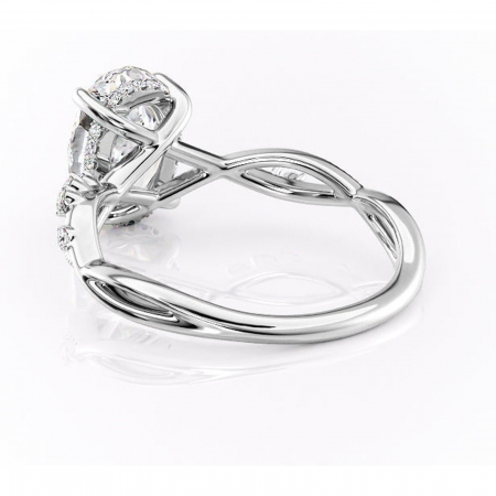 Inel de logodnă Crystal din aur Alb 14kt cu moissanite tăietură ovală – Pietre laterale rafinată pentru profil mediu | Personalizează și configurează gratuit online [3]