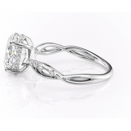Inel de logodnă Crystal din aur Alb 14kt cu moissanite tăietură ovală – Pietre laterale rafinată pentru profil mediu | Personalizează și configurează gratuit online [5]