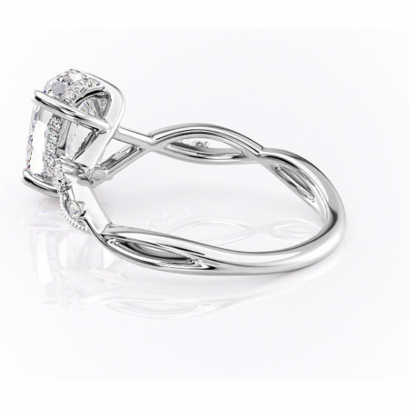 Inel de logodnă Crystal din aur Alb 14kt cu moissanite tăietură ovală – Pietre laterale rafinată pentru profil mediu | Personalizează și configurează gratuit online [4]