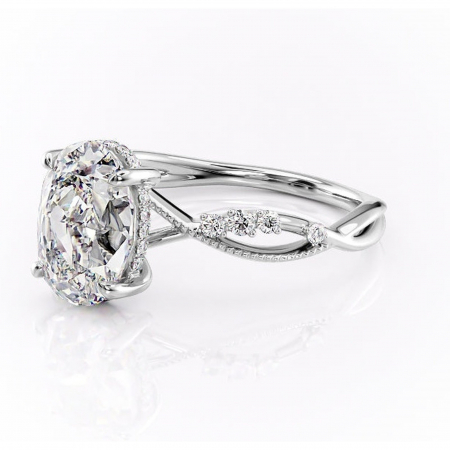 Inel de logodnă Crystal din aur Alb 14kt cu moissanite tăietură ovală – Pietre laterale rafinată pentru profil mediu | Personalizează și configurează gratuit online [6]