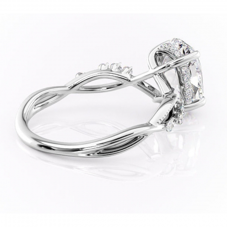 Inel de logodnă Crystal din aur Alb 14kt cu moissanite tăietură ovală – Pietre laterale rafinată pentru profil mediu | Personalizează și configurează gratuit online [2]