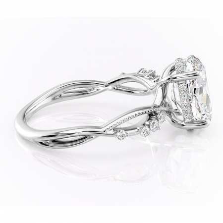 Inel de logodnă Crystal din aur Alb 14kt cu moissanite tăietură ovală – Pietre laterale rafinată pentru profil mediu | Personalizează și configurează gratuit online [1]