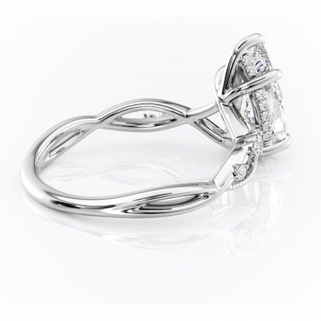 Inel de logodnă Crystal din aur Alb 18kt cu moissanite tăietură pară – Pietre laterale rafinată pentru profil mediu | Personalizează și configurează gratuit online [2]