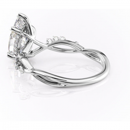 Inel de logodnă Crystal din aur Alb 18kt cu moissanite tăietură pară – Pietre laterale rafinată pentru profil mediu | Personalizează și configurează gratuit online [4]