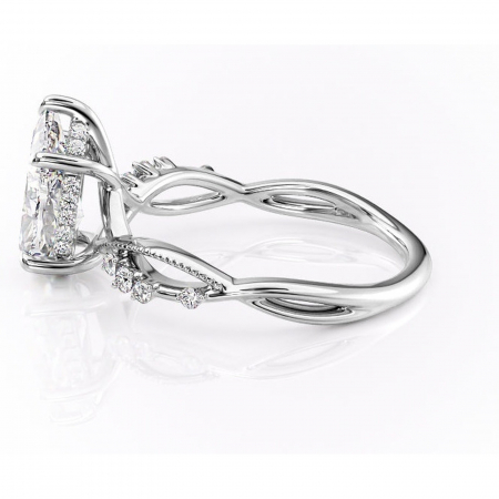 Inel de logodnă Crystal din aur Alb 18kt cu moissanite tăietură pară – Pietre laterale rafinată pentru profil mediu | Personalizează și configurează gratuit online [5]