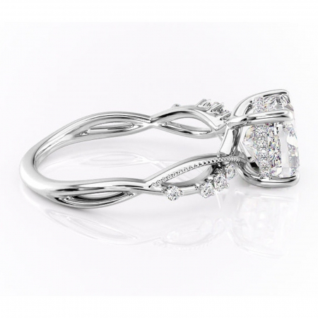 Inel de logodnă Crystal din aur Alb 14kt cu moissanite tăietură pernă – Pietre laterale rafinată pentru profil mediu | Personalizează și configurează gratuit online [1]