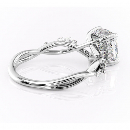 Inel de logodnă Crystal din aur Alb 14kt cu moissanite tăietură pernă – Pietre laterale rafinată pentru profil mediu | Personalizează și configurează gratuit online [2]