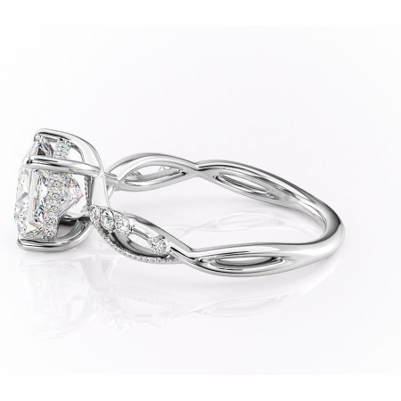 Inel de logodnă Crystal din aur Alb 14kt cu moissanite tăietură princess – Pietre laterale rafinată pentru profil mediu | Personalizează și configurează gratuit online [5]