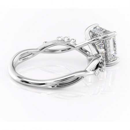 Inel de logodnă Crystal din aur Alb 14kt cu moissanite tăietură princess – Pietre laterale rafinată pentru profil mediu | Personalizează și configurează gratuit online [2]