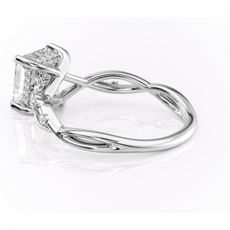 Inel de logodnă Crystal din aur Alb 14kt cu moissanite tăietură princess – Pietre laterale rafinată pentru profil mediu | Personalizează și configurează gratuit online [4]
