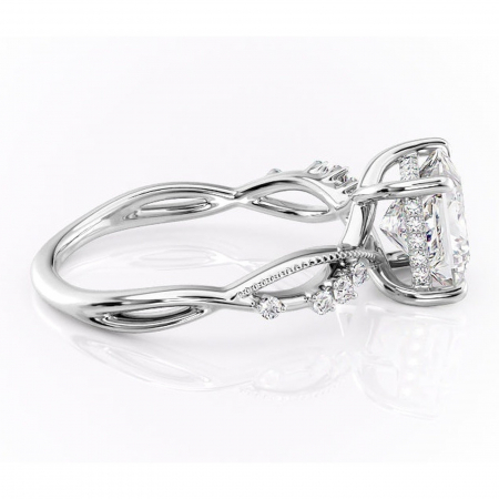 Inel de logodnă Crystal din aur Alb 14kt cu moissanite tăietură princess – Pietre laterale rafinată pentru profil mediu | Personalizează și configurează gratuit online [1]