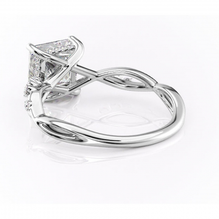 Inel de logodnă Crystal din aur Alb 14kt cu moissanite tăietură princess – Pietre laterale rafinată pentru profil mediu | Personalizează și configurează gratuit online [3]