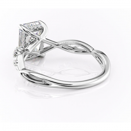 Inel de logodnă Crystal din aur Alb 18kt cu moissanite tăietură radiantă – Pietre laterale rafinată pentru profil mediu | Personalizează și configurează gratuit online [3]