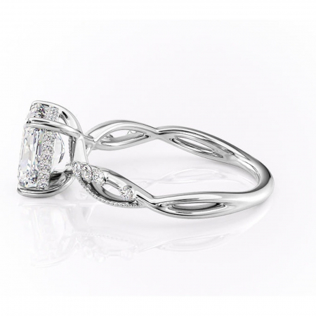 Inel de logodnă Crystal din aur Alb 18kt cu moissanite tăietură radiantă – Pietre laterale rafinată pentru profil mediu | Personalizează și configurează gratuit online [5]