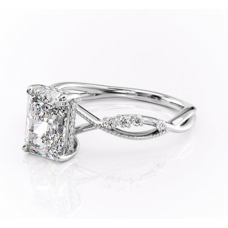 Inel de logodnă Crystal din aur Alb 18kt cu moissanite tăietură radiantă – Pietre laterale rafinată pentru profil mediu | Personalizează și configurează gratuit online [6]