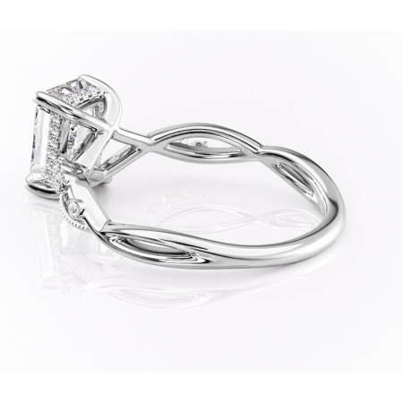 Inel de logodnă Crystal din aur Alb 18kt cu moissanite tăietură radiantă – Pietre laterale rafinată pentru profil mediu | Personalizează și configurează gratuit online [4]