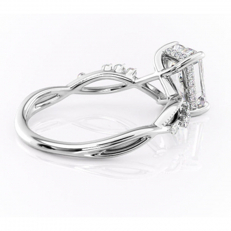 Inel de logodnă Crystal din aur Alb 18kt cu moissanite tăietură radiantă – Pietre laterale rafinată pentru profil mediu | Personalizează și configurează gratuit online [2]