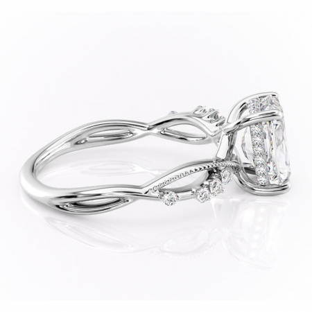 Inel de logodnă Crystal din aur Alb 18kt cu moissanite tăietură radiantă – Pietre laterale rafinată pentru profil mediu | Personalizează și configurează gratuit online [1]