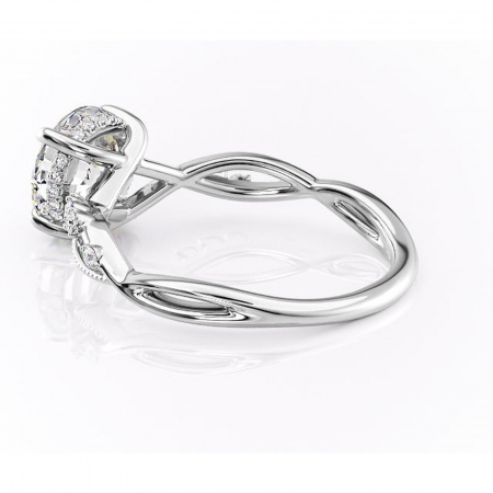 Inel de logodnă Crystal din aur Alb 14kt cu moissanite tăietură rotundă – Pietre laterale rafinată pentru profil mediu | Personalizează și configurează gratuit online [4]