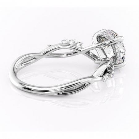 Inel de logodnă Crystal din aur Alb 14kt cu moissanite tăietură rotundă – Pietre laterale rafinată pentru profil mediu | Personalizează și configurează gratuit online [2]