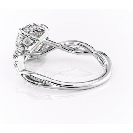 Inel de logodnă Crystal din aur Alb 14kt cu moissanite tăietură rotundă – Pietre laterale rafinată pentru profil mediu | Personalizează și configurează gratuit online [3]