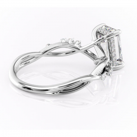 Inel de logodnă Crystal din aur Alb 14kt cu moissanite tăietură smarald – Pietre laterale rafinată pentru profil mediu | Personalizează și configurează gratuit online [2]