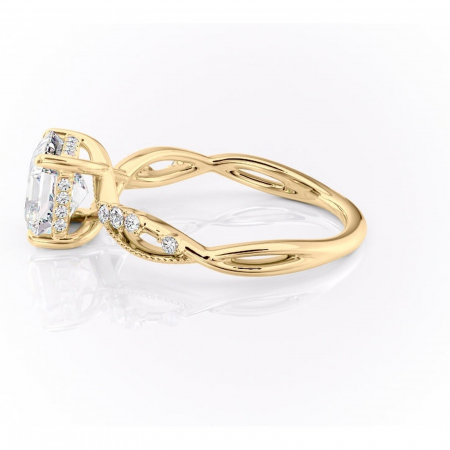 Inel de logodnă Crystal din aur Galben 18kt cu moissanite tăietură asscher – Pietre laterale rafinată pentru profil mediu | Personalizează și configurează gratuit online [5]