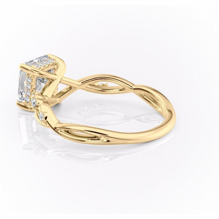Inel de logodnă Crystal din aur Galben 18kt cu moissanite tăietură asscher – Pietre laterale rafinată pentru profil mediu | Personalizează și configurează gratuit online [4]