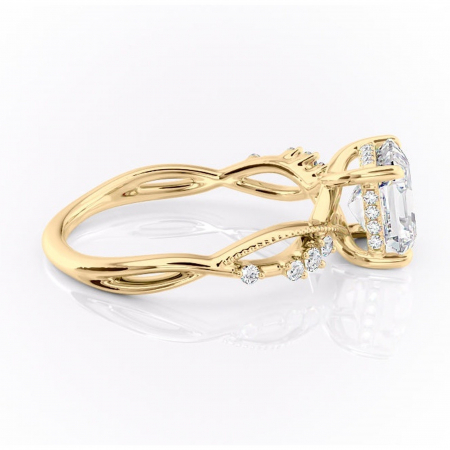 Inel de logodnă Crystal din aur Galben 18kt cu moissanite tăietură asscher – Pietre laterale rafinată pentru profil mediu | Personalizează și configurează gratuit online [1]