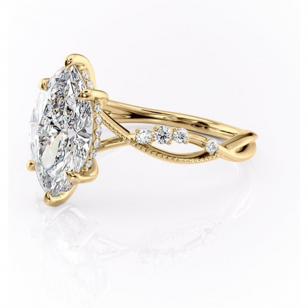 Inel de logodnă Crystal din aur Galben 14kt cu moissanite tăietură marquise – Pietre laterale rafinată pentru profil mediu | Personalizează și configurează gratuit online [6]