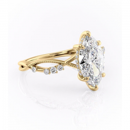 Marquise - Inel de logodnă Crystal din aur Galben 18kt cu moissanite tăietură marquise – Pietre laterale rafinată pentru profil mediu | Personalizează și configurează gratuit online