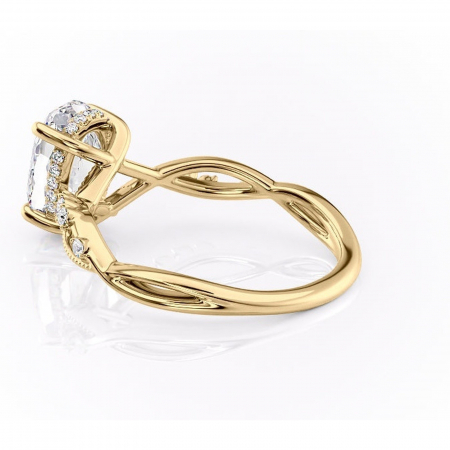 Inel de logodnă Crystal din aur Galben 14kt cu moissanite tăietură ovală – Pietre laterale rafinată pentru profil mediu | Personalizează și configurează gratuit online [4]