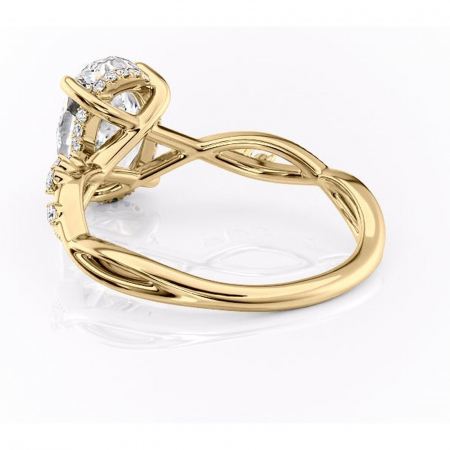 Inel de logodnă Crystal din aur Galben 14kt cu moissanite tăietură ovală – Pietre laterale rafinată pentru profil mediu | Personalizează și configurează gratuit online [3]