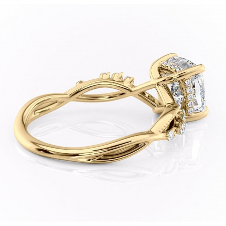 Inel de logodnă Crystal din aur Galben 18kt cu moissanite tăietură pernă – Pietre laterale rafinată pentru profil mediu | Personalizează și configurează gratuit online [2]