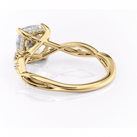 Inel de logodnă Crystal din aur Galben 18kt cu moissanite tăietură pernă – Pietre laterale rafinată pentru profil mediu | Personalizează și configurează gratuit online [3]