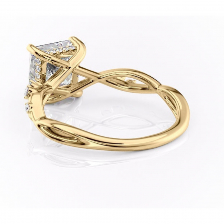 Inel de logodnă Crystal din aur Galben 14kt cu moissanite tăietură princess – Pietre laterale rafinată pentru profil mediu | Personalizează și configurează gratuit online [3]
