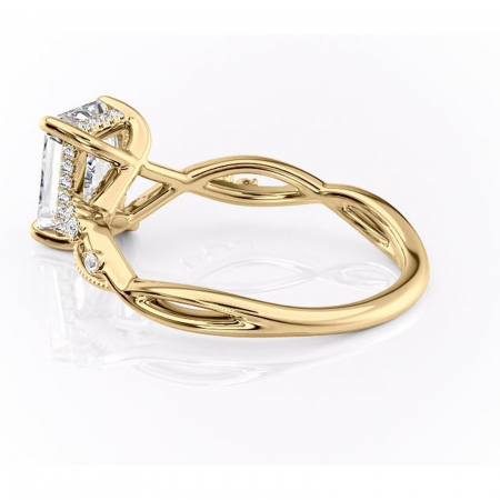 Inel de logodnă Crystal din aur Galben 14kt cu moissanite tăietură radiantă – Pietre laterale rafinată pentru profil mediu | Personalizează și configurează gratuit online [4]