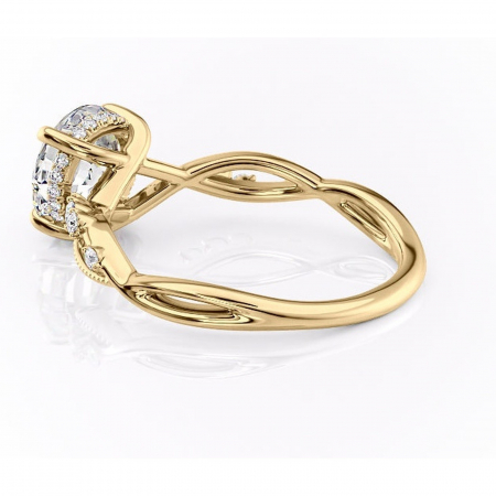 Inel de logodnă Crystal din aur Galben 14kt cu moissanite tăietură rotundă – Pietre laterale rafinată pentru profil mediu | Personalizează și configurează gratuit online [4]