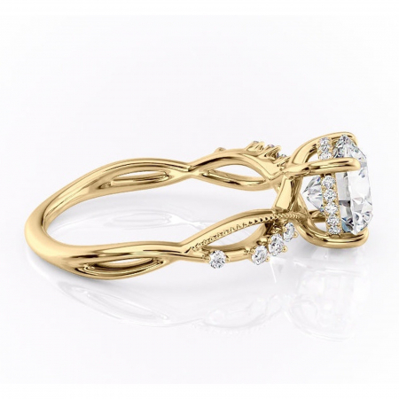 Inel de logodnă Crystal din aur Galben 14kt cu moissanite tăietură rotundă – Pietre laterale rafinată pentru profil mediu | Personalizează și configurează gratuit online [1]