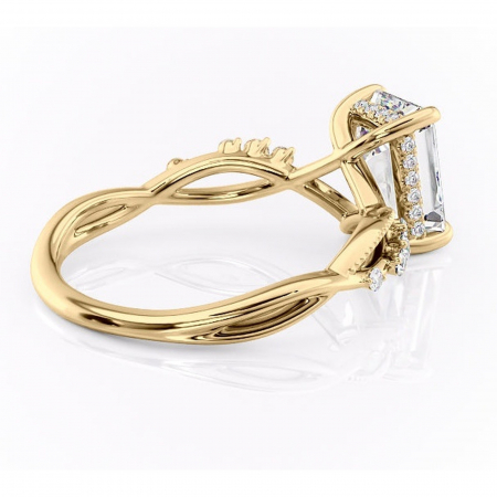 Inel de logodnă Crystal din aur Galben 14kt cu moissanite tăietură smarald – Pietre laterale rafinată pentru profil mediu | Personalizează și configurează gratuit online [2]