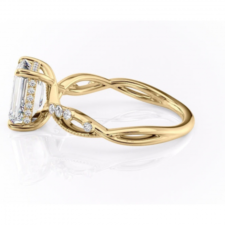 Inel de logodnă Crystal din aur Galben 14kt cu moissanite tăietură smarald – Pietre laterale rafinată pentru profil mediu | Personalizează și configurează gratuit online [5]