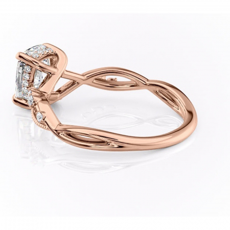 Inel de logodnă Crystal din aur Rose 14kt cu moissanite tăietură asscher – Pietre laterale rafinată pentru profil mediu | Personalizează și configurează gratuit online [4]