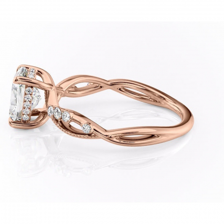 Inel de logodnă Crystal din aur Rose 14kt cu moissanite tăietură asscher – Pietre laterale rafinată pentru profil mediu | Personalizează și configurează gratuit online [5]