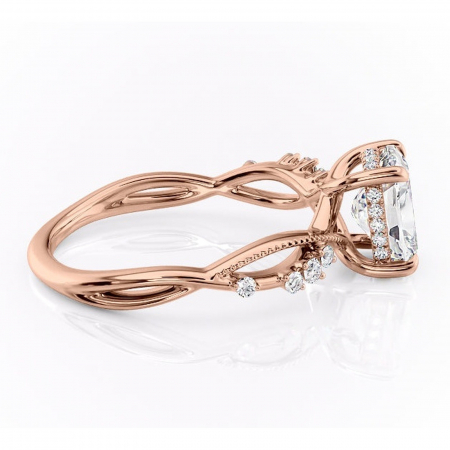 Inel de logodnă Crystal din aur Rose 14kt cu moissanite tăietură asscher – Pietre laterale rafinată pentru profil mediu | Personalizează și configurează gratuit online [1]