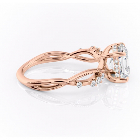 Inel de logodnă Crystal din aur Rose 14kt cu moissanite tăietură asscher – Pietre laterale rafinată pentru profil mediu | Personalizează și configurează gratuit online [1]