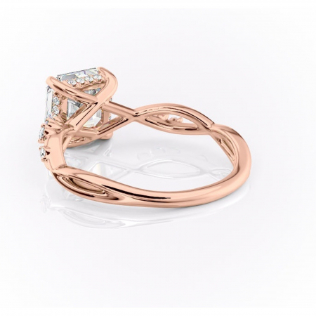 Inel de logodnă Crystal din aur Rose 14kt cu moissanite tăietură asscher – Pietre laterale rafinată pentru profil mediu | Personalizează și configurează gratuit online [3]