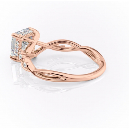 Inel de logodnă Crystal din aur Rose 14kt cu moissanite tăietură asscher – Pietre laterale rafinată pentru profil mediu | Personalizează și configurează gratuit online [4]