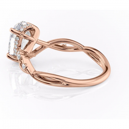 Inel de logodnă Crystal din aur Rose 14kt cu moissanite tăietură ovală – Pietre laterale rafinată pentru profil mediu | Personalizează și configurează gratuit online [4]