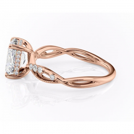 Inel de logodnă Crystal din aur Rose 14kt cu moissanite tăietură radiantă – Pietre laterale rafinată pentru profil mediu | Personalizează și configurează gratuit online [5]