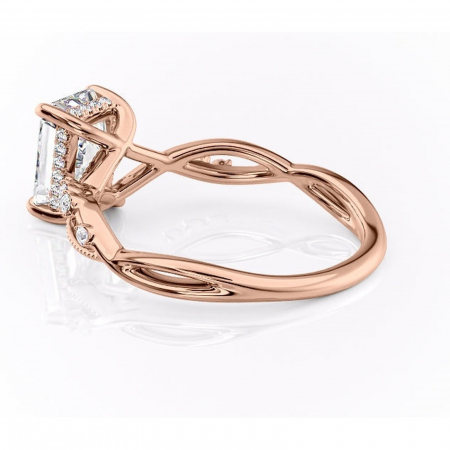 Inel de logodnă Crystal din aur Rose 14kt cu moissanite tăietură radiantă – Pietre laterale rafinată pentru profil mediu | Personalizează și configurează gratuit online [4]